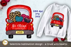 Red Truck full of Hearts | Cute Valentines Day PNG Product Image 1