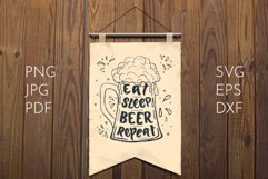 Beer quote Eat, sleep, beer, repeat. SVG, EPS, DXF, PNG, JPG Product Image 1