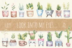 Watercolor home plants Clipart. Home plants in pots. jpg png Product Image 1