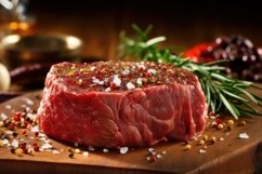 Raw Meat On A Wooden Board Product Image 1