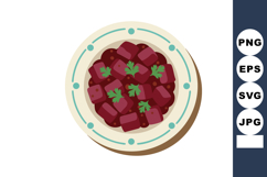 Plate of cooked beetroot cubes with fresh parsley garnish ve Product Image 1