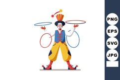 Circus clown juggling colorful rings in vibrant costume vect Product Image 1