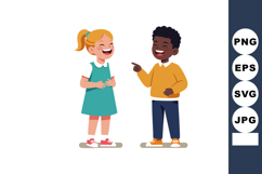 Children laughing and having fun together in colorful casual Product Image 1