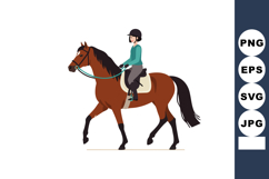Woman riding brown horse with black mane and tail in equestr Product Image 1