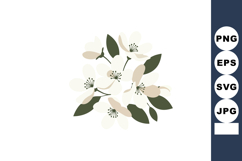 White and beige floral bouquet with green leaves vector illu Product Image 1