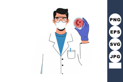 Scientist Wearing Mask and Gloves Holding Petri Dish with Mi Product Image 1
