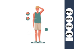 Man with balding hair in casual summer clothes vector illust Product Image 1