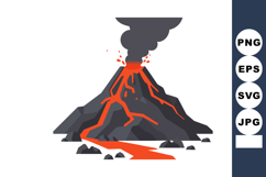 Volcano Eruption Vector Illustration with Lava Flow and Smok Product Image 1