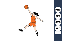 Female basketball player jumping and dunking ball in orange Product Image 1