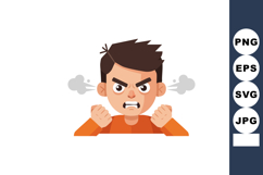 Angry young man cartoon character with clenched fists and st Product Image 1