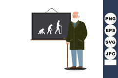 Evolution theory illustration with elderly man and progressi Product Image 1