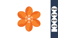 Orange flower vector illustration with six petals and white Product Image 1