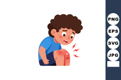 Child with injured knee showing pain and redness vector illu Product Image 1