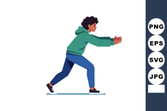 Young person in green hoodie pushing forward in dynamic acti Product Image 1