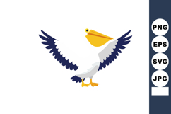 Pelican Bird Vector Illustration with Open Wings in Cartoon Product Image 1