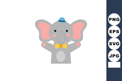 Cute cartoon elephant with blue hat and yellow bow tie vecto Product Image 1