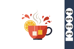 Hot tea cup with lemon slice and tea bags in red and orange Product Image 1