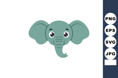 Elephant head vector illustration with big ears and cute eye Product Image 1