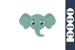 Elephant head with big ears and expressive eyes vector illus Product Image 1