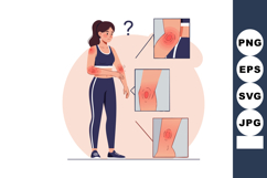 Woman with Joint Pain in Arm Knee and Ankle Illustration Sho Product Image 1
