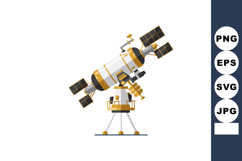 Space telescope with solar panels and tripod base vector ill Product Image 1