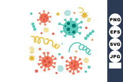 Colorful virus and bacteria shapes pattern with abstract swi Product Image 1