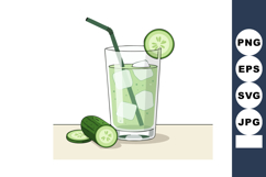 Cucumber water drink with ice cubes and straw refreshing hea Product Image 1