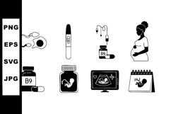 Pregnancy and vitamin b9 supplementation vector icons for pr Product Image 1