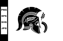 Spartan warrior helmet with laurel wreath and spear vector i Product Image 1