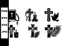 Christian religious symbols with crosses candles bible and d Product Image 1