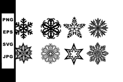 Black and white snowflakes vector set with various shapes an Product Image 1