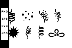 Black Hand Drawn Decorative Swirls and Dots Vector Set for D Product Image 1