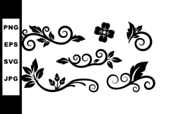 Decorative floral swirls and leaf elements vector design set Product Image 1