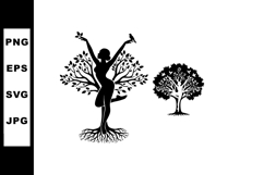Tree woman silhouette with roots and bird perched on hand ve Product Image 1