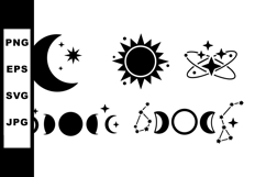 Celestial Moon Sun Stars Astronomy Symbols Vector Set for As Product Image 1
