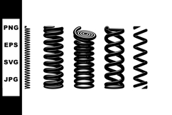 Different Types of Black Coil Springs Vector Illustration Sh Product Image 1