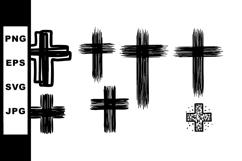 Black Grunge Crosses Set with Various Brush Stroke Styles Ve Product Image 1