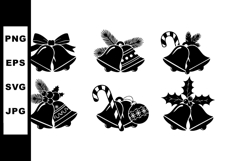 Christmas Bells with Holly Leaves Candy Cane and Bow Vector Product Image 1