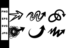 Abstract black arrow icons in various dynamic curved and zig Product Image 1