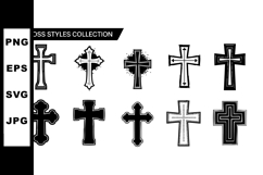 Cross symbols collection various styles religious vector ill Product Image 1