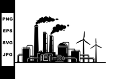 Industrial factory with smoke stacks and wind turbines vecto Product Image 1