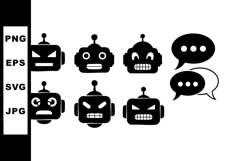 Robot Faces with Chat Bubbles Vector Icons Set for Communica Product Image 1
