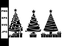 Christmas tree silhouettes with star toppers and gift boxes Product Image 1