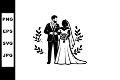 Bride and groom wedding couple holding hands with floral dec Product Image 1