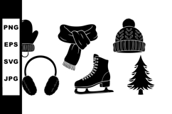Winter clothing accessories vector including mitten scarf ha Product Image 1