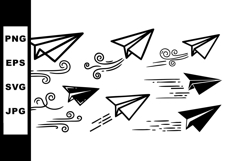Paper Airplanes Flying with Wind Motion Lines Vector Illustr Product Image 1