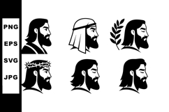 Jesus Christ silhouette icons with crown of thorns and olive Product Image 1