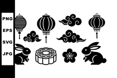 Chinese lanterns rabbits mooncake flower traditional festive Product Image 1