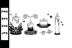 Candle illustrations with festive floral and pine decoration Product Image 1