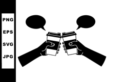 Hands holding coffee cups with speech bubbles vector illustr Product Image 1